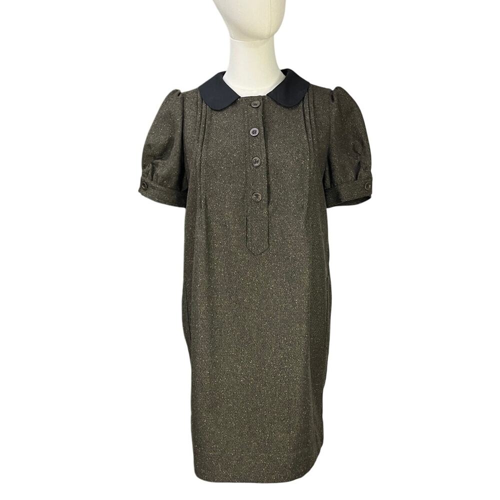 See by Chloé Dress US 6 Wool Blend Peter Pan Collar Puff Sleeve Shift